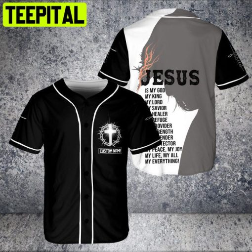 Custom Name Jesus Christian Cross Jesus Is My God My Savior 3D BaseBall Jersey