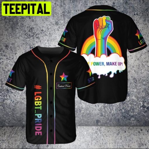 Custom Name LGBT Pride Hand Support Love Is Love LGBT Rainbow 3D Baseball Jersey