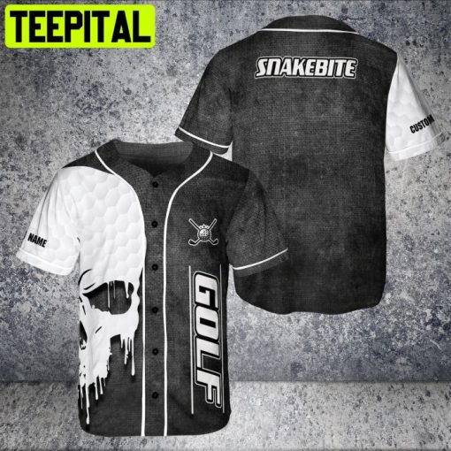 Custom Name Love Golf Skull Black White Snakebitte 3D AOP Baseball Jersey