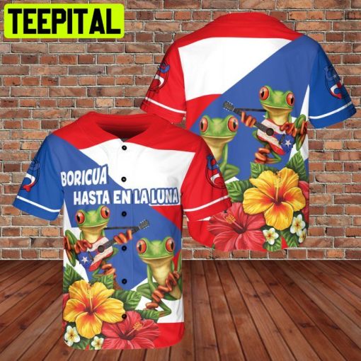 Custom Name Puerto Rico Flag – Floral Flogs PlayingGuitar  BaseBall Jersey