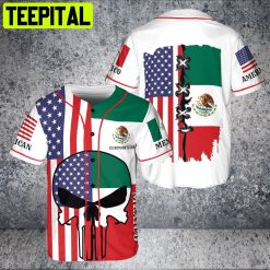 Custom Name Skull Mexico American 3D AOP Baseball Jersey White