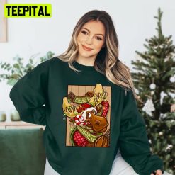 Cute Animated Moose Xmas Merry Christmoose Unisex Sweatshirt