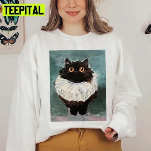 Cute Cat Kitten Black Cat Elizabethan Ruffle Rebeccasalinasart Friendly Noodles Unisex T-Shirt