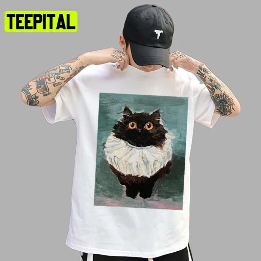 Cute Cat Kitten Black Cat Elizabethan Ruffle Rebeccasalinasart Friendly Noodles Unisex T-Shirt