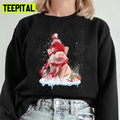 Cute Welcome Merry Christmas Funny Pig Design Unisex Sweatshirt