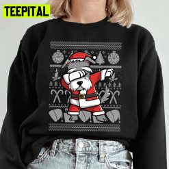 Dabbing Schnauzer Christmas Graphic Ugly Unisex Sweatshirt