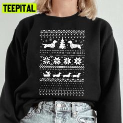 Dachshunds Christmas Pattern Dog Lover Ugly Unisex Sweatshirt