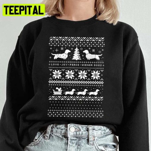 Dachshunds Christmas Pattern Dog Lover Ugly Unisex Sweatshirt