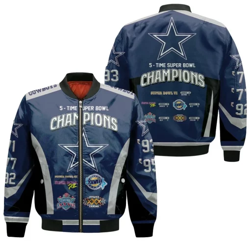 Dallas Cowboys 5 Time Super Bowl Champions Bomber Jacket