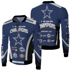 Dallas Cowboys 5 Time Super Bowl Champions Fleece Bomber Jacket