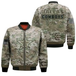 Dallas Cowboys Camouflage Pattern 3d Jersey Bomber Jacket