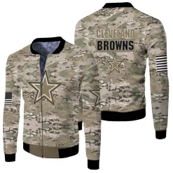 Dallas Cowboys Camourflage Veteran 3d Jersey Fleece Bomber Jacket