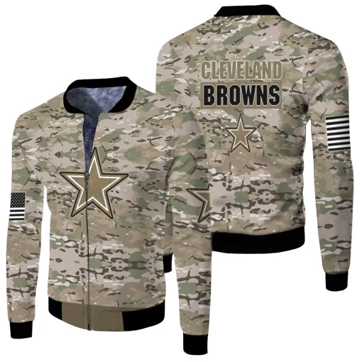 Dallas Cowboys Camourflage Veteran 3d Jersey Fleece Bomber Jacket