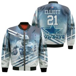 Dallas Cowboys Ezekiel Elliott 21 3d Bomber Jacket