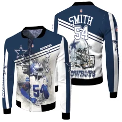 Dallas Cowboys Jaylon Smith 54 3d Fleece Bomber Jacket