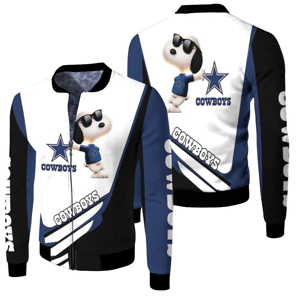 Snoopy Dallas Cowboys Nfl Fan 3d Jersey Fleece Bomber Jacket - Teeruto