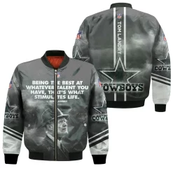 Dallas Cowboys Tom Landry Quote 3d Bomber Jacket