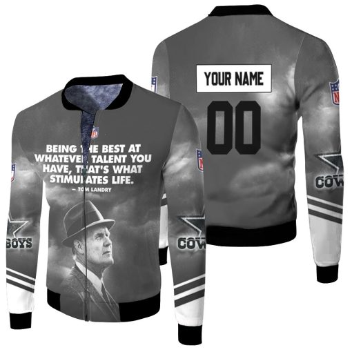 Dallas Cowboys Tom Landry Quote Personalized Fleece Bomber Jacket