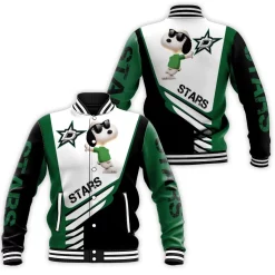 Dallas Stars Snoopy For Fans 3d Baseball Jacket