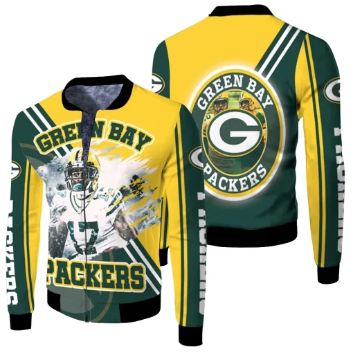 Davante Adams 17 Green Bay Packers For Fans Fleece Bomber Jacket