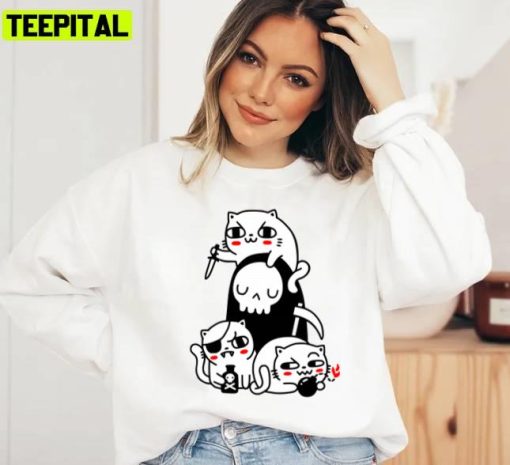 Death Is A Cat Person Halloween Graphic Unisex Sweatshirt