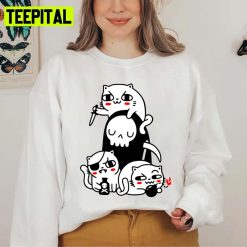 Death Is A Cat Person Halloween Graphic Unisex Sweatshirt