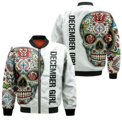 December Girl Skull 3d Jersey Bomber Jacket