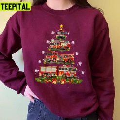 Decor Firefighter Truck Christmas Tree Funny Christmas Unisex Sweatshirt