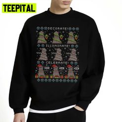 Decorate Illuminate Celebrate Knit Pattern Ugly Unisex Sweatshirt