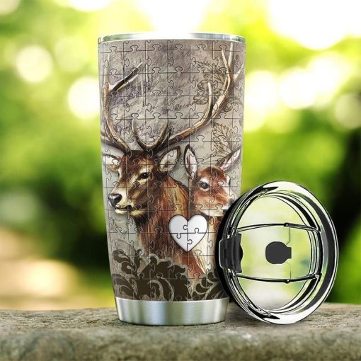 Deer Couple Puzzles Stainless Steel Cup