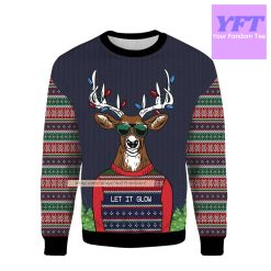 Deer Let It Glow Xmas Merry All Over Print 3d Ugly Christmas Sweater