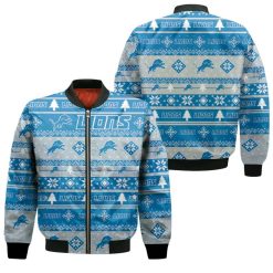 Detroit Lions For Lions Lover Ugly Christmas 3d Bomber Jacket