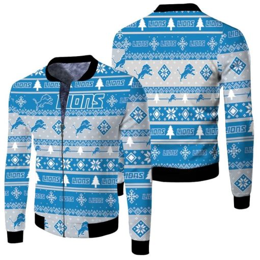 Detroit Lions For Lions Lover Ugly Christmas 3d Fleece Bomber Jacket