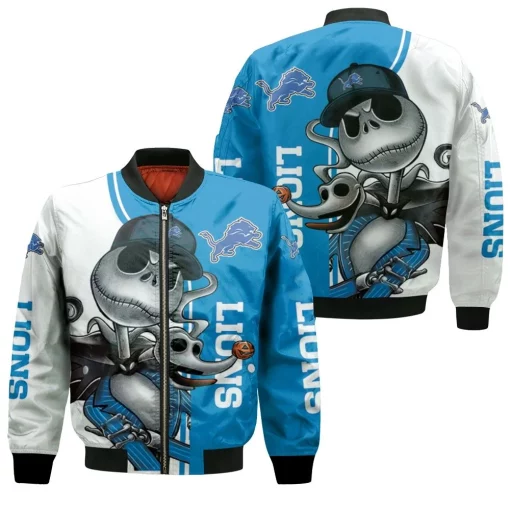 Detroit Lions Jack Skellington And Zero Bomber Jacket