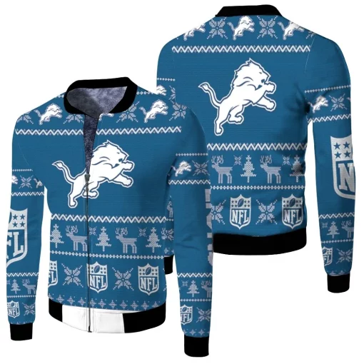 Detroit Lions Nfl Ugly Sweatshirt Christmas 3d Fleece Bomber Jacket