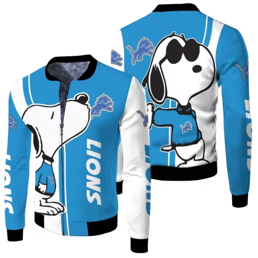 Detroit Lions Snoopy Lover 3d Printed Fleece Bomber Jacket