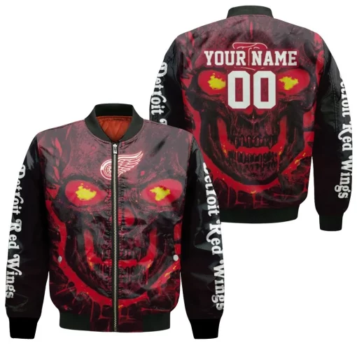 Detroit Red Wings Nhl Fan 3d Skull Demon Personalized Bomber Jacket