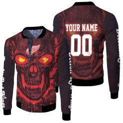 Detroit Red Wings Skull Magma Personalized Fleece Bomber Jacket