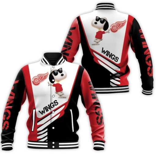 Detroit Red Wings Snoopy For Fans 3d Baseball Jacket