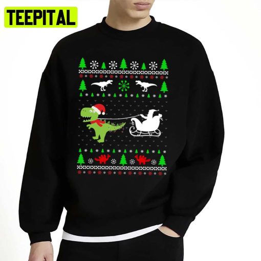 Dinosaur Being A Reindeer Trex Dino Ugly Unisex Sweatshirt