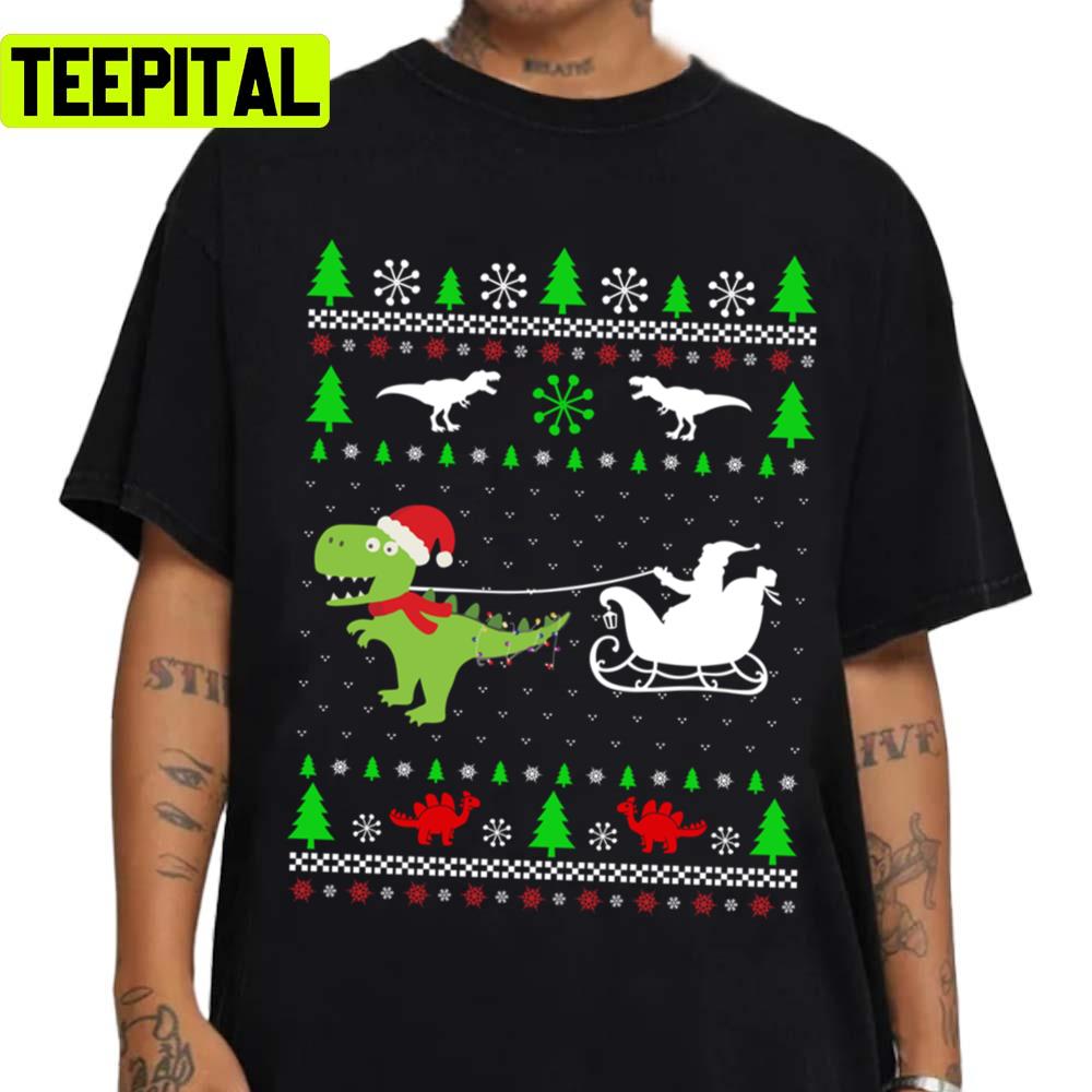 Dinosaur Being A Reindeer Trex Dino Ugly Unisex Sweatshirt – Teepital ...