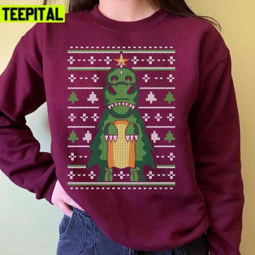 Dinosaur Christmas Tree Jumper Ugly Unisex Sweatshirt