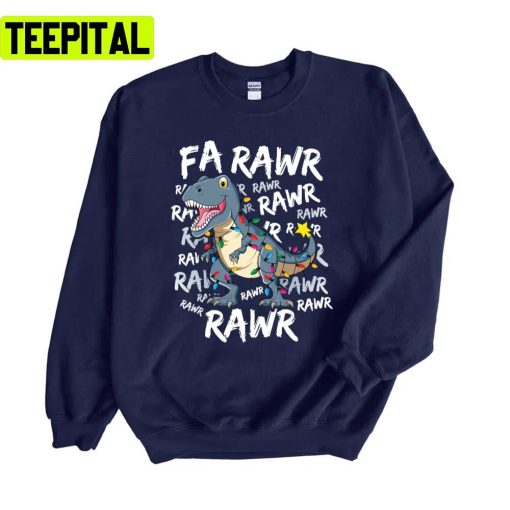 Dinosaur Rawr Wraped By Christmas Light Unisex Sweatshirt