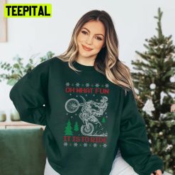 Dirt Bike Christmas It Is To Ride Knit Pattern Ugly Unisex Sweatshirt