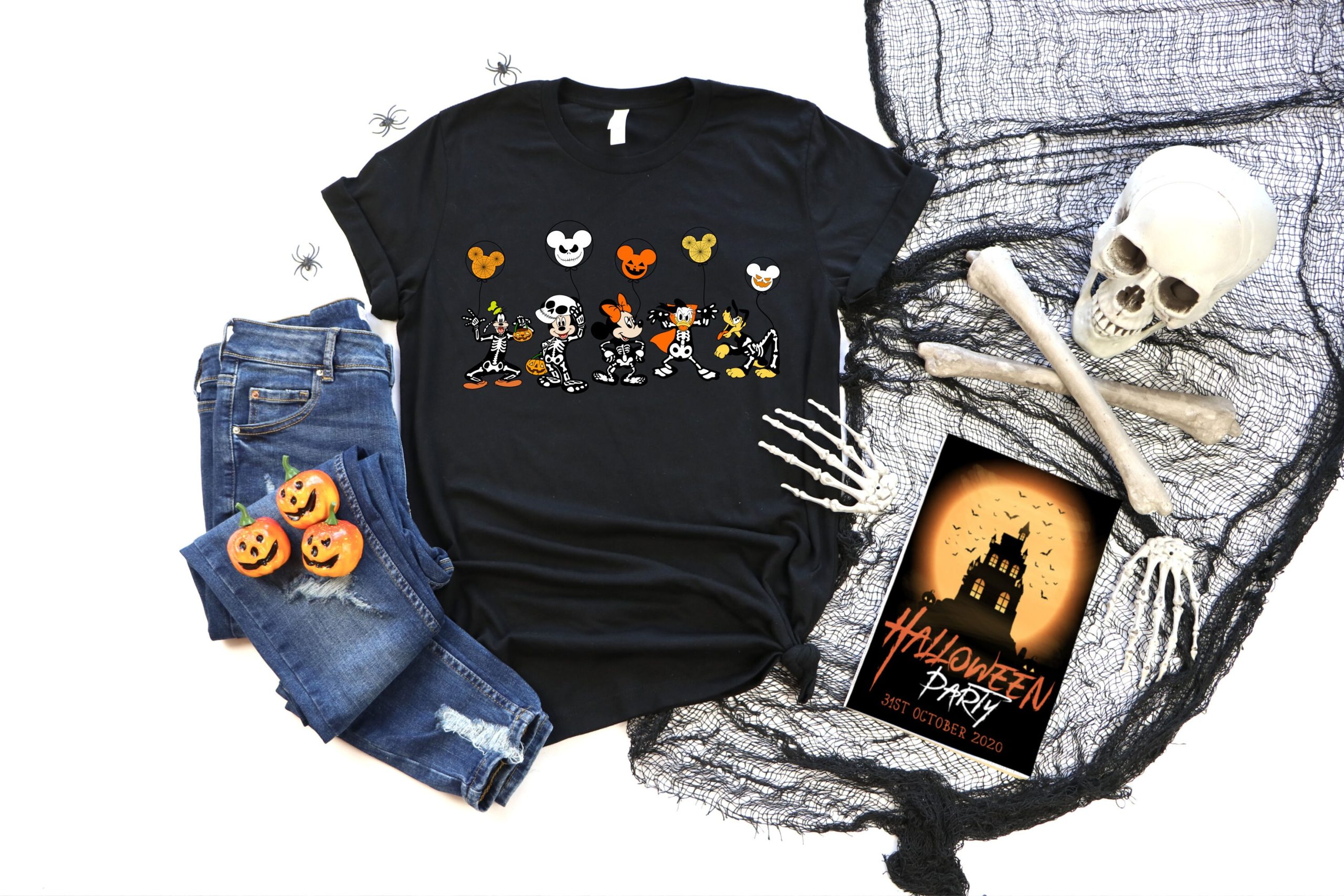 Disney Disneyland Skeleton Matching Spooky Pumpkin Halloween Unisex T-Shirt