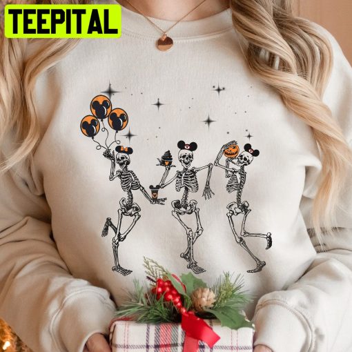 Disney Halloween Party Dancing Skeleton Mickey Ears Trending Unisex Shirt