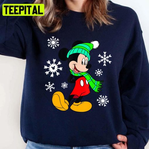 Disney Mouse Holiday Snowflakes Portrait Christmas Design Unisex Sweatshirt