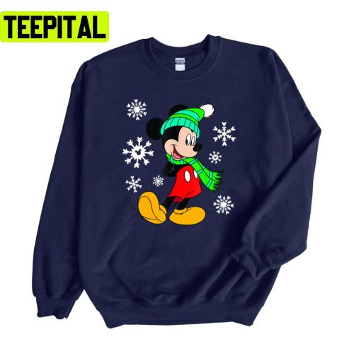 Disney Mouse Holiday Snowflakes Portrait Christmas Design Unisex Sweatshirt