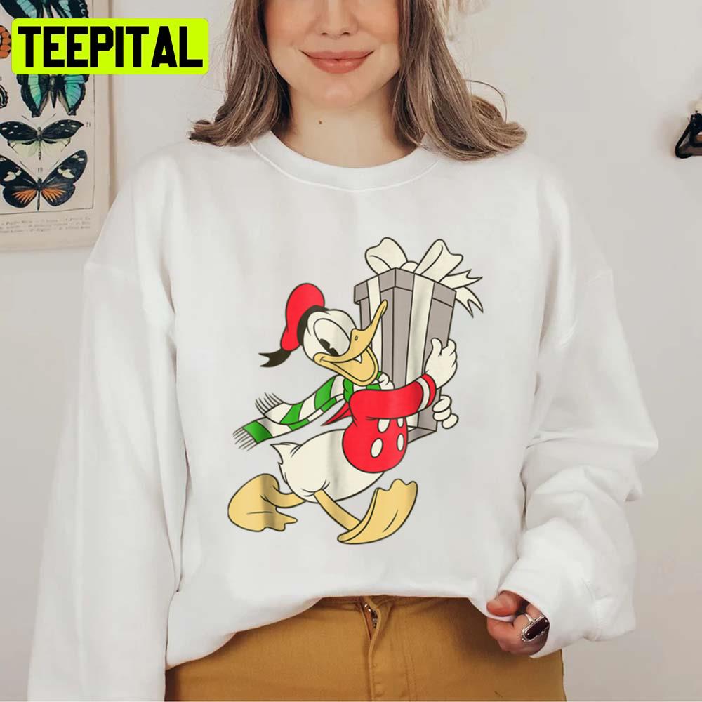 Disney Vintage Donald Duck With Holiday Present Unisex Sweatshirt