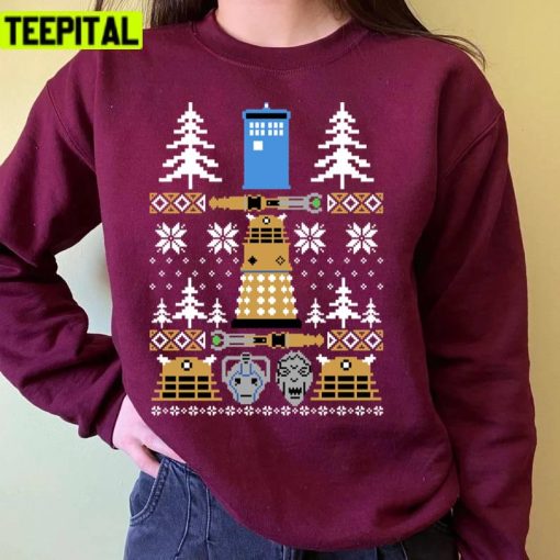 Doctor Who Symbols Knit Pattern Ugly Unisex Sweatshirt